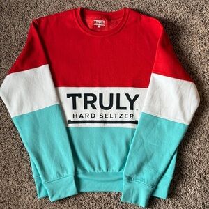 NEW TRULY Colorblock Sweatshirts - red and blue crewneck